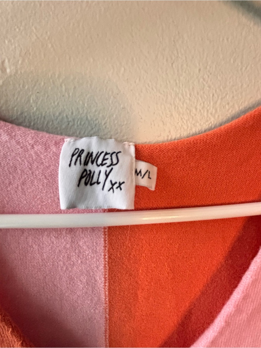 Princess Polly Mini Dress Pink Orange Colorblock Retro Knit Slim Fit SZ M/L - Picture 4 of 6
